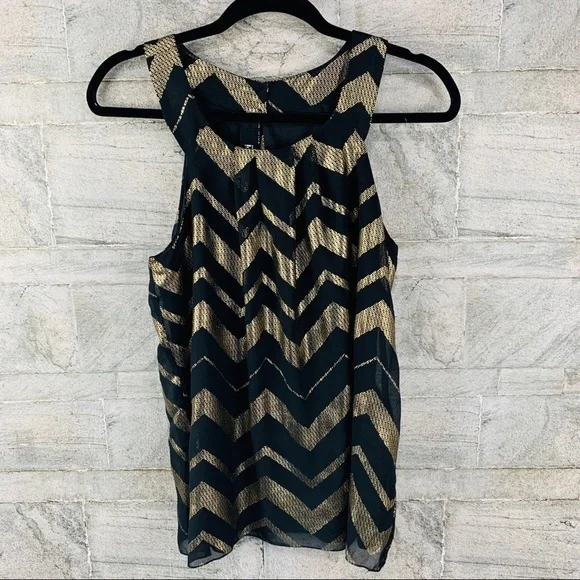 IZ Byer Black & Gold Chevron Top size medium - Picture 4 of 11